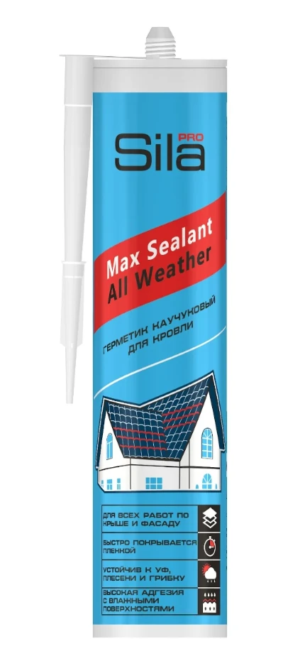 Фото для Каучуковый герметик для кровли Sila PRO Max Sealant, бесцветный, 290мл