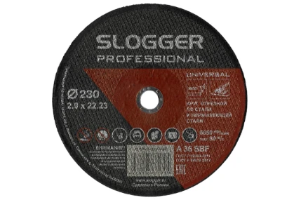 Фото для Круг отрезной Slogger 230х2х22 A R BF по стали и нерж. стали