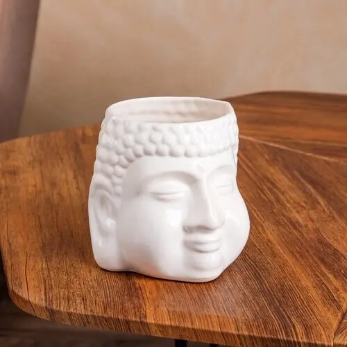 Кашпо "Будда" белое керамика 1.3 л, 5146856