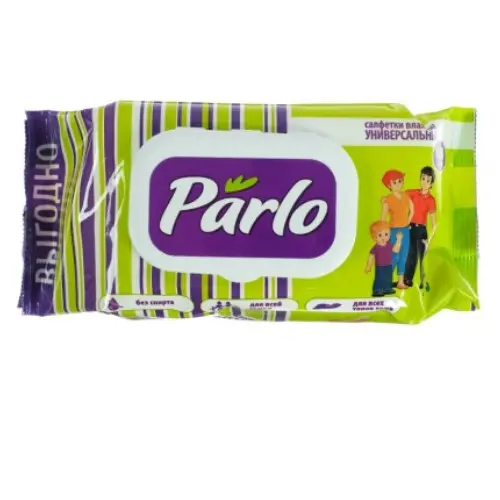 Салфетки влажные универсальные PARLO Для всей семьи упаковка с клапаном 120шт