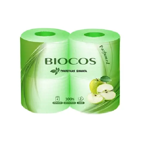 Туалетная бумага BioCos, 2 слоя, 4 рулона в ассортименте