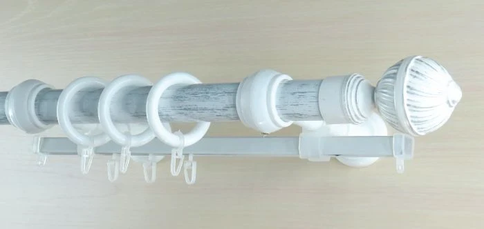 Фото для Карниз двухрядный металл пластик Византия 280 см белый серебро-патина