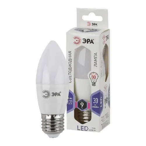 Лампочка светодиодная ЭРА STD LED B35-9W-860-E27 свеча холодный дневной свет