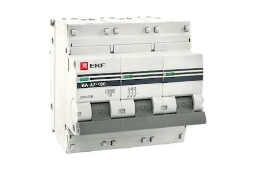 Автоматический трехполюсный выключатель EKF 80А C ВА47-100 10кА
