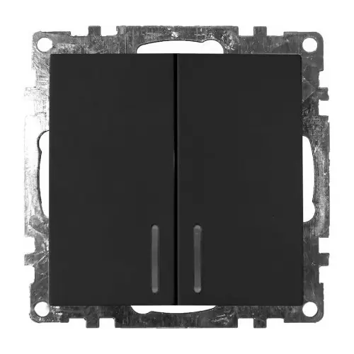 Выключатель 2-кл с подсветкой STEKKER Катрин GLS10-7102-05 черный