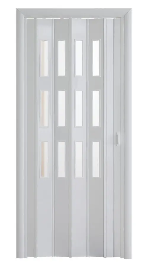 Дверь-гармошка 2020х840 «Фаворит» Белый глянец с декоративными вставками