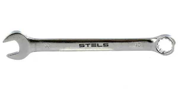 Ключ комбинированный, 13 мм, CrV, матовый хром STELS 15209
