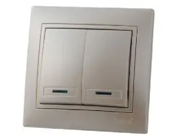 Выключатель Lezard МИРА двухклавишный с подсветкой жемчужно-белый перламутр 701-3030-112