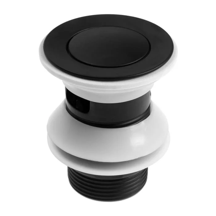 Донный клапан ZEIN, 1 1/4", маленькая кнопка, с переливом, для раковины, черный, 9559104
