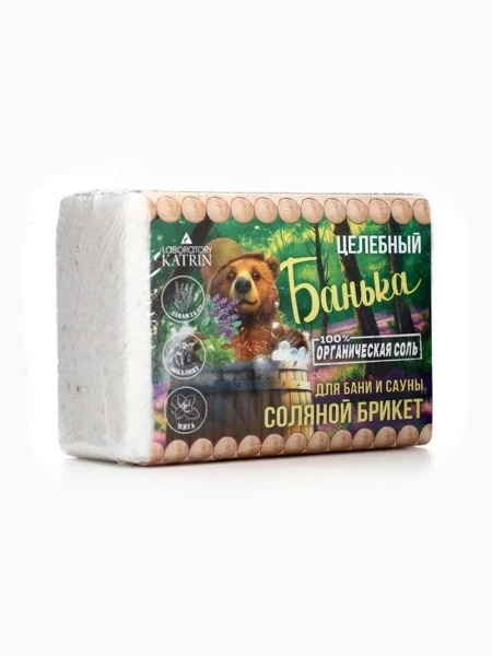 Фото для Соляной брикет для бани «Банька» целебный, 500 г