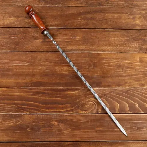 Шампур узбекский 62см, деревянная ручка, (рабочая часть 40см), с узором, 3815912