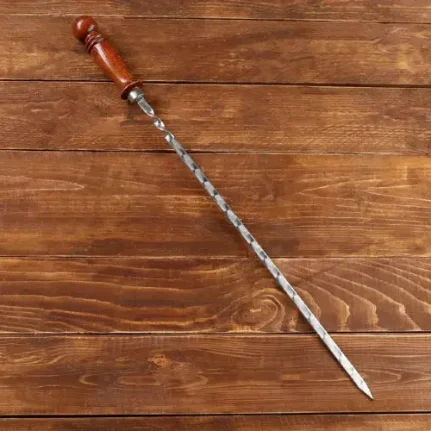 Фото для Шампур узбекский 62см, деревянная ручка, (рабочая часть 40см), с узором, 3815912
