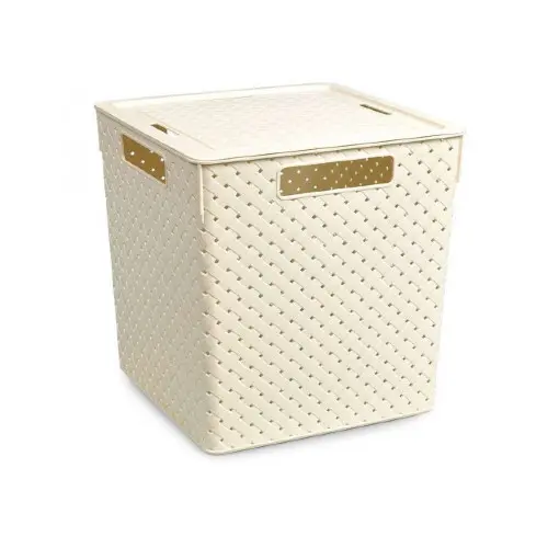 Коробка 23л для хранения квадратная "Береста" с крышкой 29,4х29,4х30,1 см