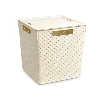 Фото для Коробка 23л для хранения квадратная "Береста" с крышкой 29,4х29,4х30,1 см