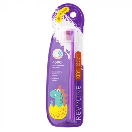 Фото для Revyline Kids S4800 детская зубная щётка, от 3 до 12лет, фиолетовая арт. 6612