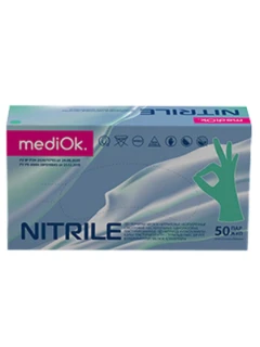 Фото для Перчатки нитриловые смотровые MediOK, размер XS Зелёный 50 пар