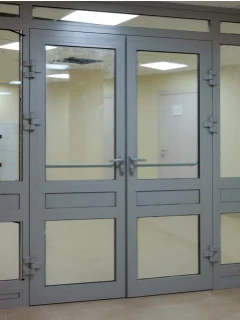 Фото для Межкомнатные двухстворчатые двери из алюминиевого профиля. Изготовление и установка