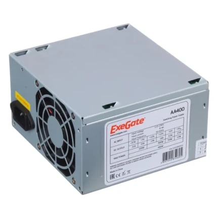 Фото для Блок питания 400Вт ExeGate TPS400 TFX, 8cm fan, 24pin, (4+4)pin, PCI-E, 3xSATA, 2xIDE, black)
