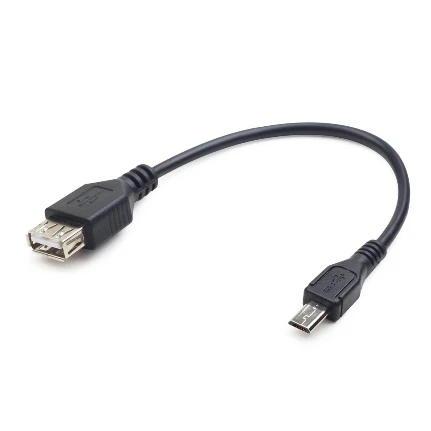 Фото для Дата-кабель USB-microUSB 2.0, 15см Cablexpert A-OTG-AFBM-03 удлиненный (9mm), медь, Pro, 0.15м, черн, пакет