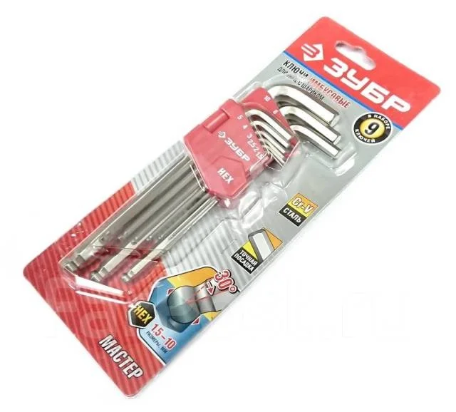 Ключи имбусовые 1,5*10мм 9 предметов