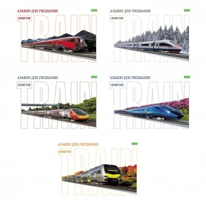 Фото для АЛЬБОМ ДЛЯ РИСОВАНИЯ НА СКОБЕ А4 16 ЛИСТОВ "ECO СОВРЕМЕННЫЕ ПОЕЗДА"