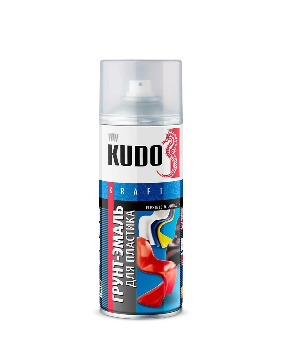 Грунт-эмаль аэрозоль для пластика белая 520мл//KUDO