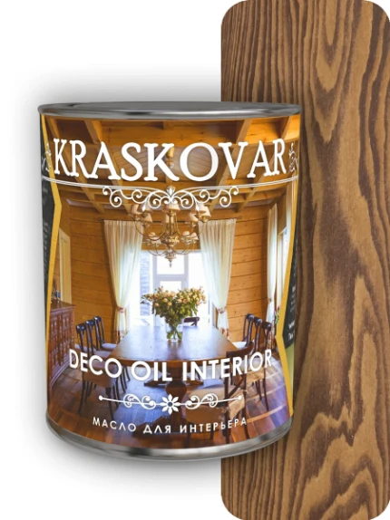 Фото для Масло для интерьера Kraskovar Deco Oil Interior Орех гварнели 0,75 л