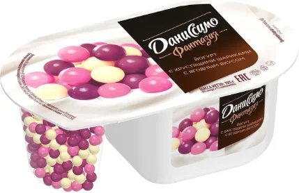 Фото для Йогурт Даниссимо Фантазия 105гр хрустящие шарики с ягодным вкусом 6,9%*12 (БЗМЖ)