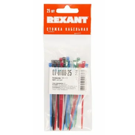 Фото для Стяжки для кабеля 2.5x100 (25шт.) цветные