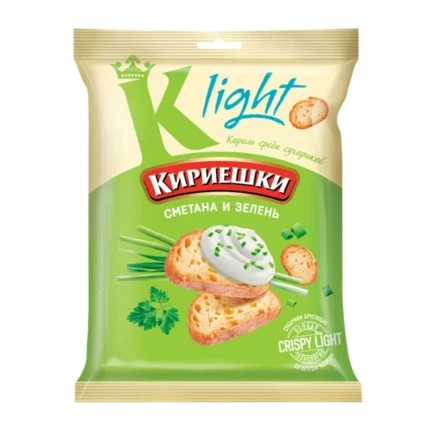 Фото для Сухарики Кириешки Лайт 80г Сметана с зеленью*22 БС525