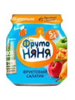Фото для Пюре ФрутоНяня 100гр Фруктовый салатик яблоко/груша/персик *12