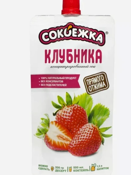 Фото для Сок концентрированный Сокоежка 100г Клубника дой-пак*12