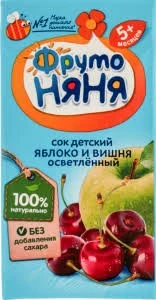 Фото для Сок ФрутоНяня 200мл яблоко/вишня осветленный*18