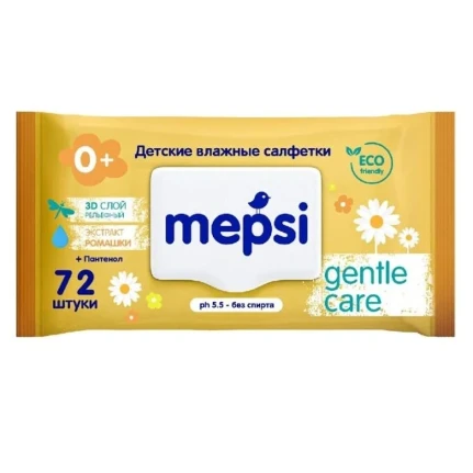 Фото для Салфетки влажные Мепси 72шт детские с ромашкой