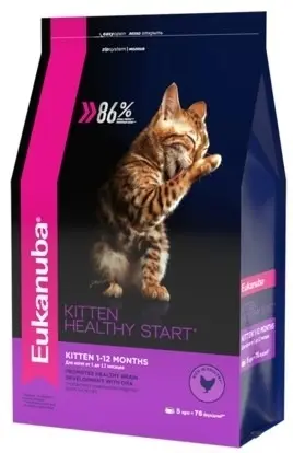 Эукануба Kitten Healthy Start сухой корм д/ котят, беременных и кормящих кошек, с курицей 400г
