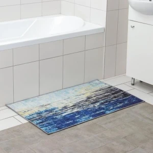 Фото для Коврик для ванной комнаты,полиэстер 60х100 см НЕГА синий