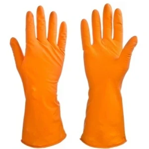 Фото для Перчатки латексные с хлоп.нап. р-р L ONLY ONE оранжевые (12)