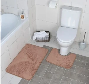 Фото для Набор ковриков для ванны и туалета ТРОПИКИ 40х50см/50х80см 2шт св.коричневый