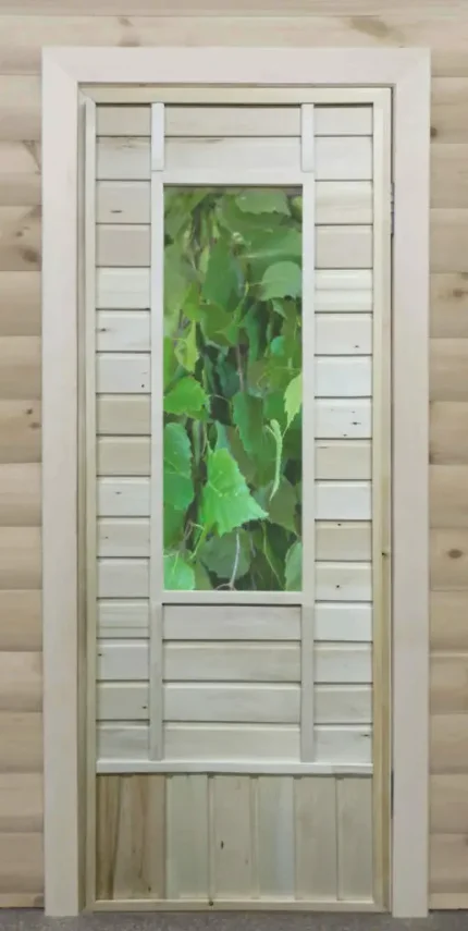 Фото для Дверь остекленная с цветным рисунком «Листья»