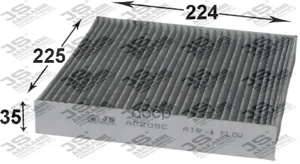 Фото для Фильтр Салона Ac-205c Js Asakashi Угольный JS Asakashi арт. AC-205C
