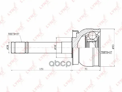 Фото для Шрус Ni [Ni-24] 27x50x27 Lynx Co5726 LYNXauto арт. CO5726