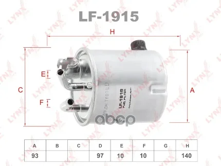 Фото для Фильтр Топливный 16400-Ec00a Lynx Lf1915 (Y25ddti Navarra D40m, Pathfinder R51m) LYNXauto арт. LF1915