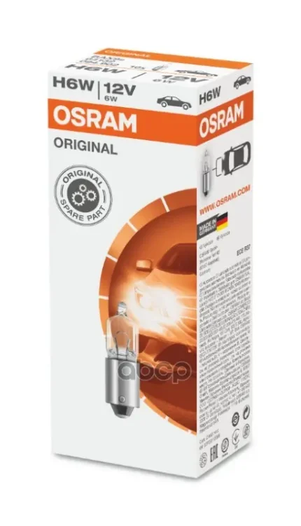 Фото для А/Лампа H6w 12v 6w [Bax9s] Osram 64132 9 (Германия) Osram арт. 64132