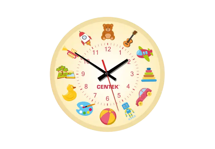 Часы настен.Centek СТ-7104 <Toys> (игрушки) (25 см, круг,ПЛАВНЫЙ ХОД, кварц)