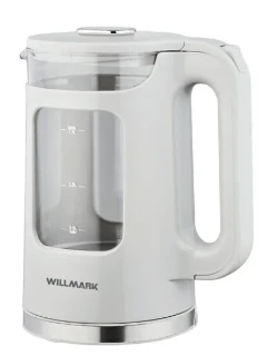 Фото для Чайник WILLMARK WEK-1725W Стекло в белом корпусе (1.7л,LED-подсв)