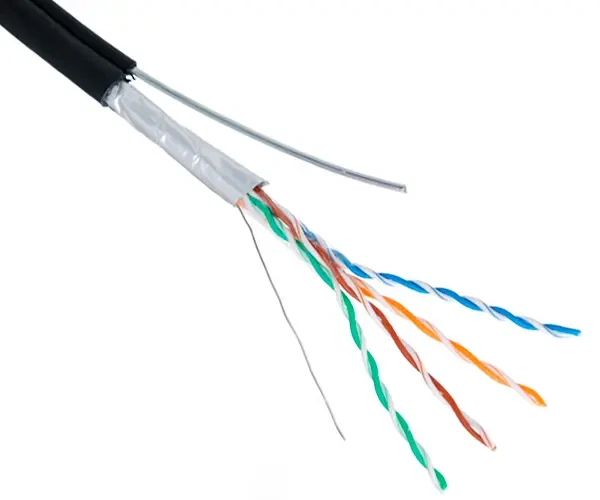 Фото для NETLAN F/UTP 4 пары cat.5E на тросу (однопроволочный),РЕ, CU 305м.черный