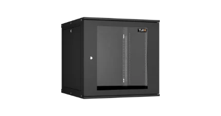 Фото для Шкаф сетевой настенный разборный 19" TLK TWI-126060-R-G-BK 12U, 600*569*600 мм, стекл. дверь, черный