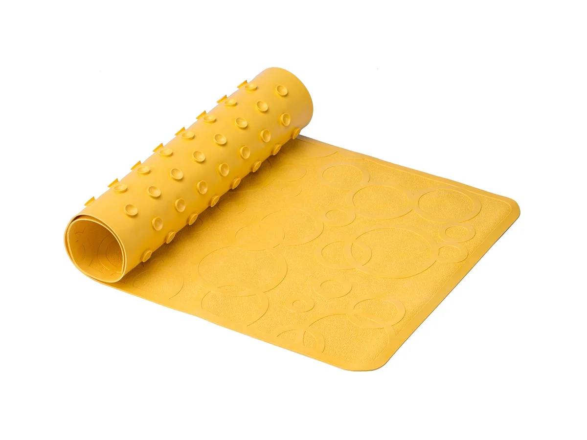 Коврик противоскользящий для ванны на присосках детский 35*76 см(резина) желтый