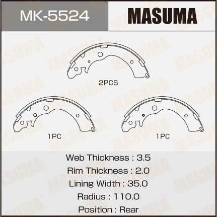 Фото для Колодки тормозные барабанные Masuma, комплект на ось (4 шт), арт. MK-5524