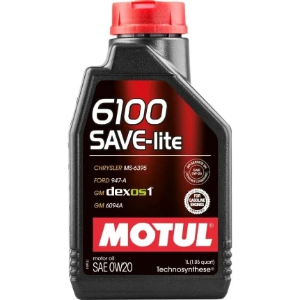 Фото для Масло моторное Motul 6100 Save-lite 0W20 синтетическое, API SN, ILSAC GF-5 для бензинового двигателя, 1л, арт. 108002